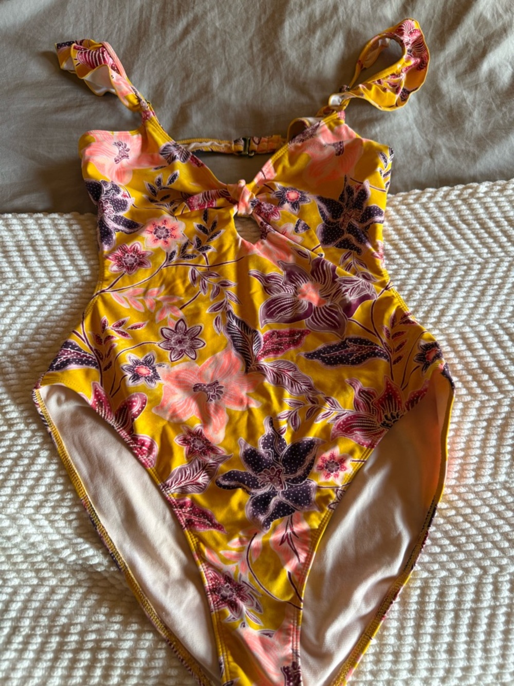 No Boundaries Yellow Floral One-Piece Swimsuit